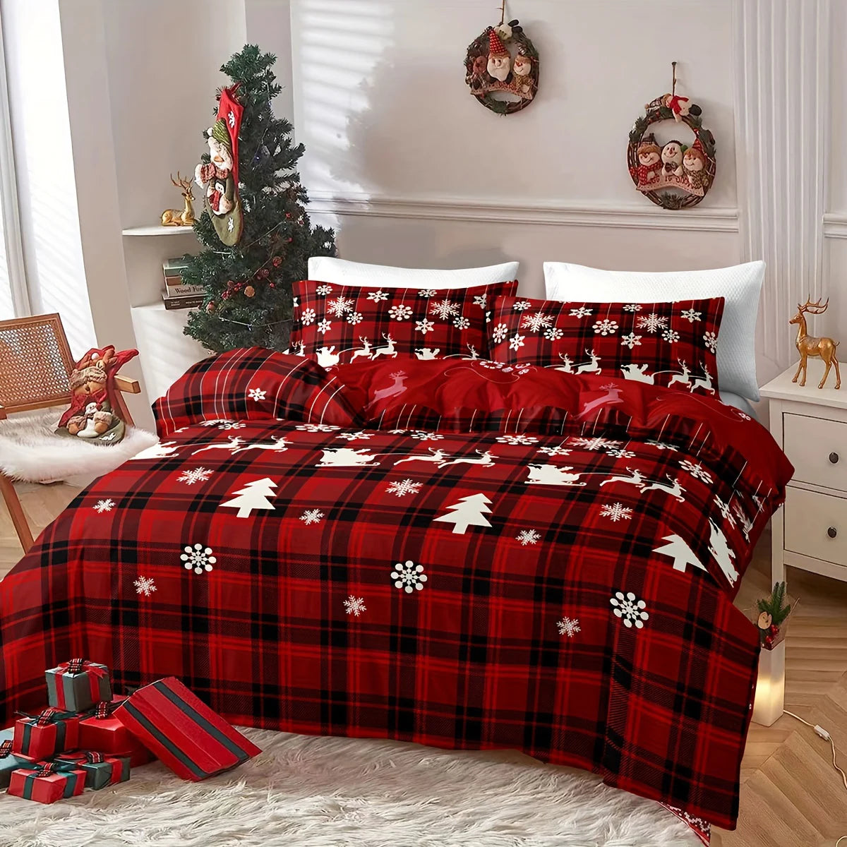 3-Piece Christmas-Themed Duvet Cover Se