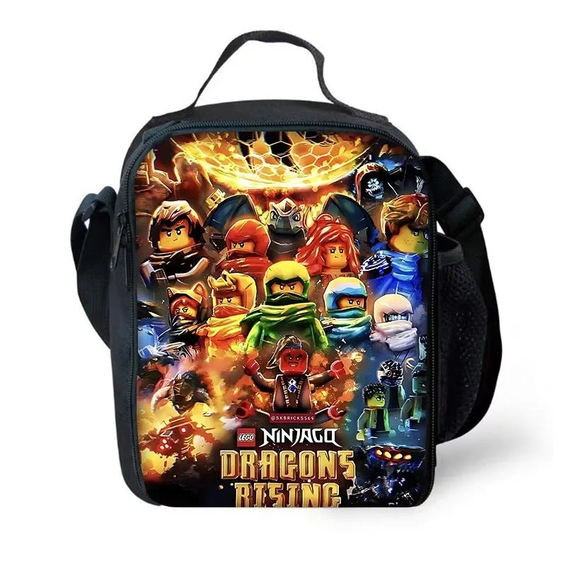 Cartoon Game Child School Backpack with Lunch Bags ,Pencil Bags ,School N-ninjagos Bags for Boys Girls Best Gift