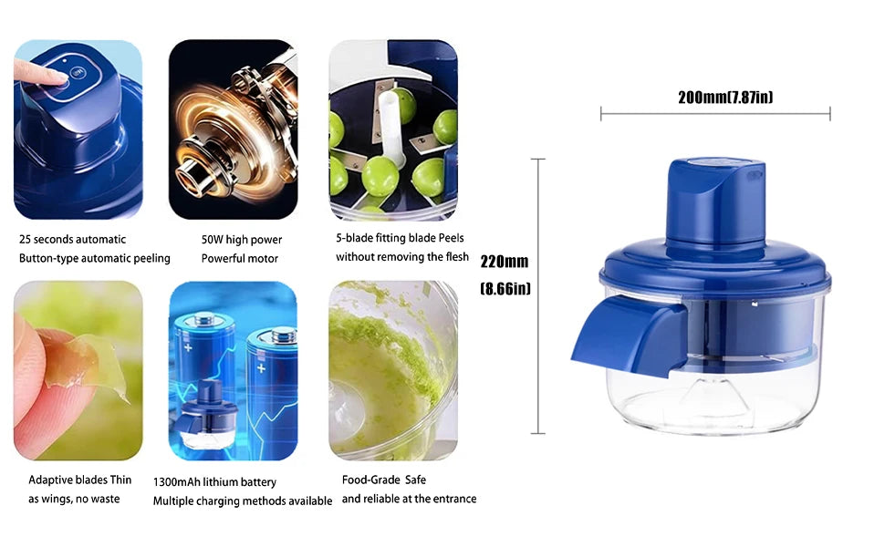 2-in-1 Electric Garlic & Fruit Peeler – Fast Kitchen Gadget Upgrade