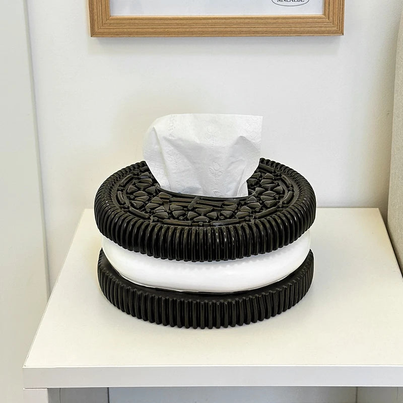 MINISO Oreo-Inspired Tissue Box – Creative Paper Holder for Living Room, Bedroom & Desktop Home Décor