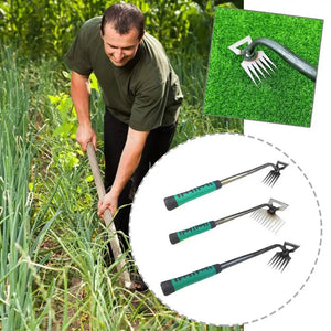 2 In 1 Garden Rake Manual Weed Grass Rooting Tool Puller Shovel 5/6/11 Tooth Weeding Removal Hand Gardening Loose Soil Tool - Thrifty Delights