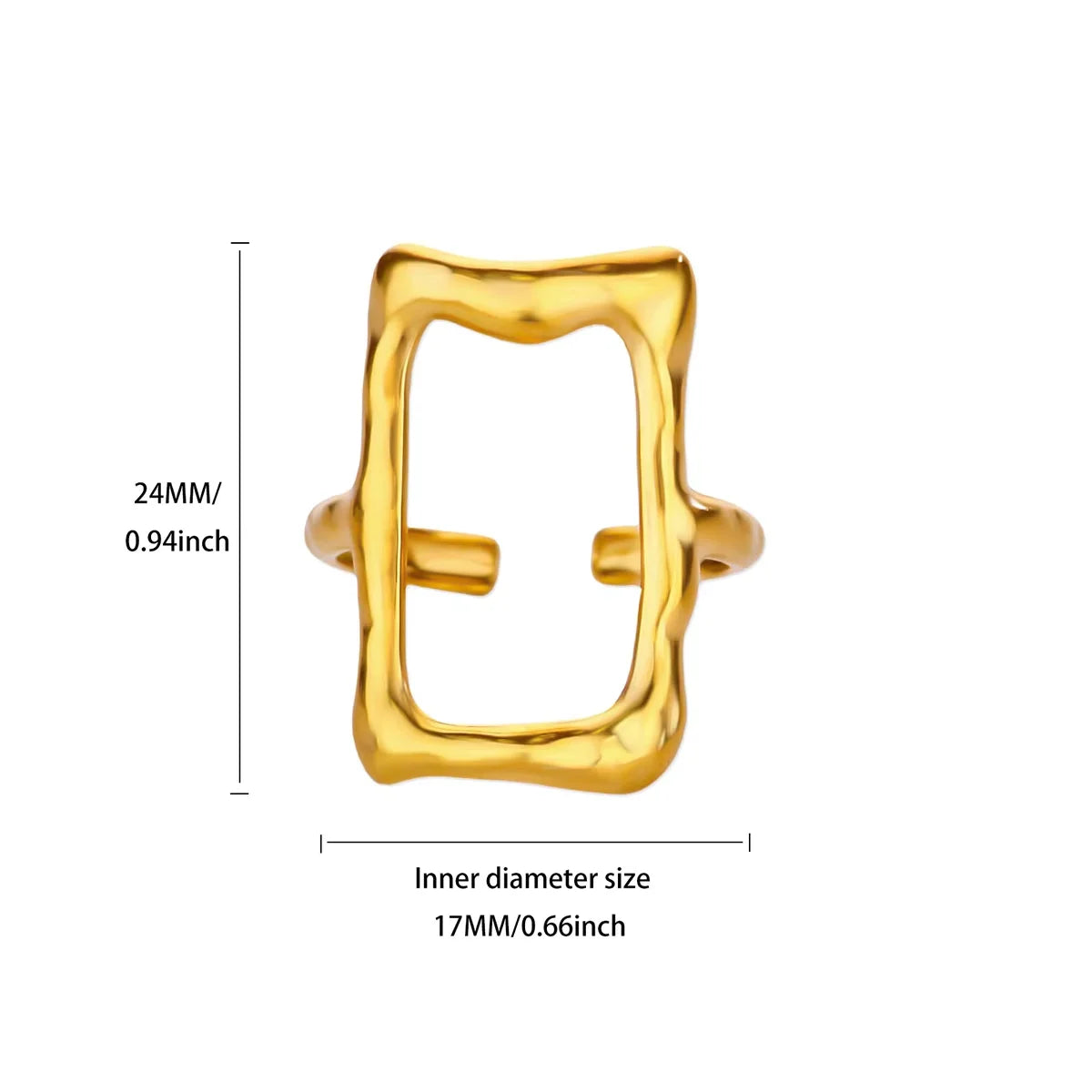 18K Gold Plated Stainless Steel Adjustable Irregular Wave Ring