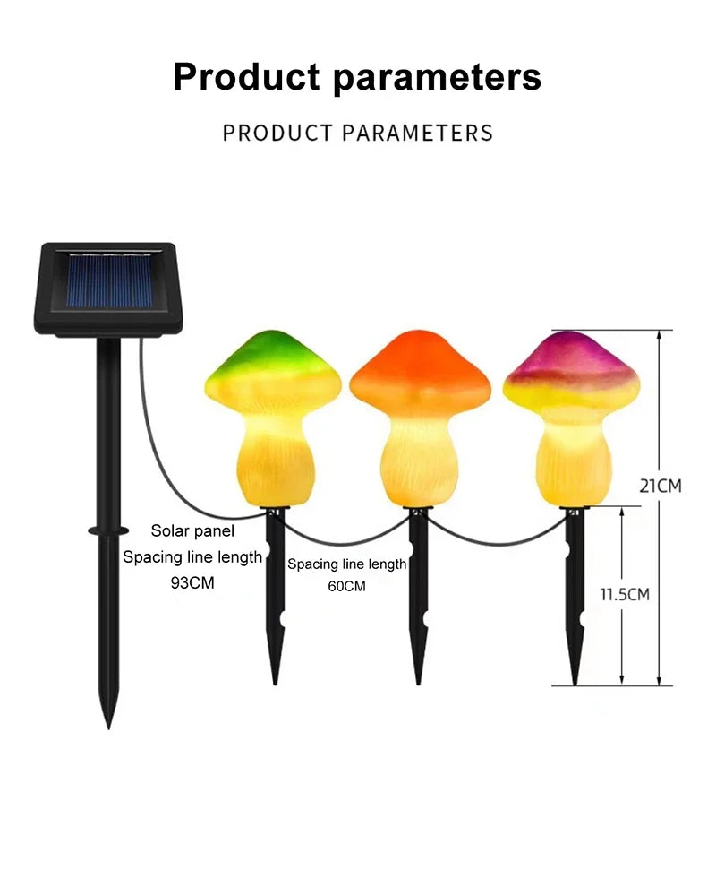 3PCS Solar Powered Mushroom Lights Outdoor Waterproof LED Garden Decor For Wedding Lawn Pathway Landscape Lighting Warm White