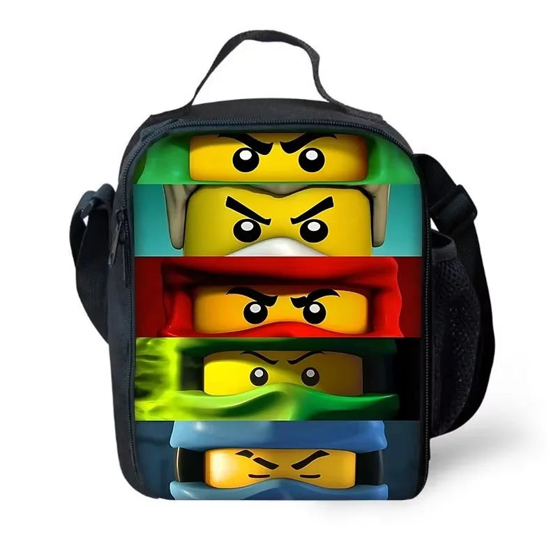 Cartoon Game Child School Backpack with Lunch Bags ,Pencil Bags ,School N-ninjagos Bags for Boys Girls Best Gift