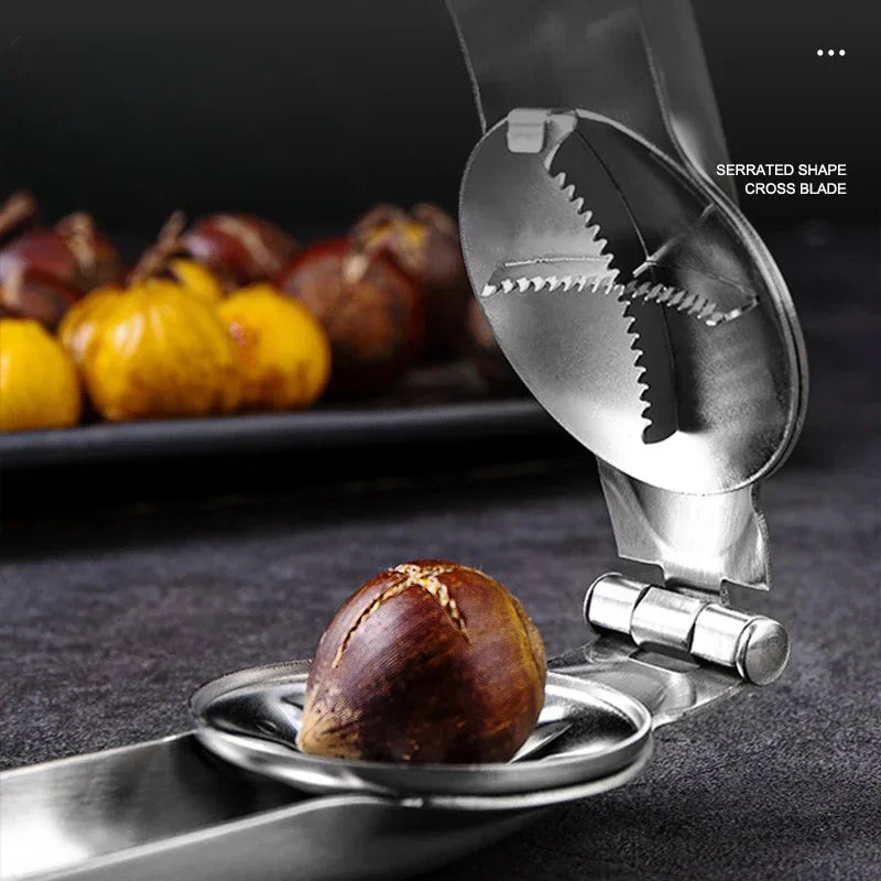 Stainless Steel Chestnut Peeler & Walnut Nut Cracker Clip for Kitchen