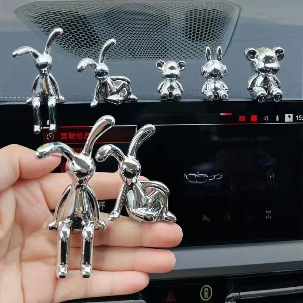 1pc Long Eared Rabbit Center Console Decor Pastable Plating Rabbit 3D DIY Home Furnishings Ornament - Thrifty Delights