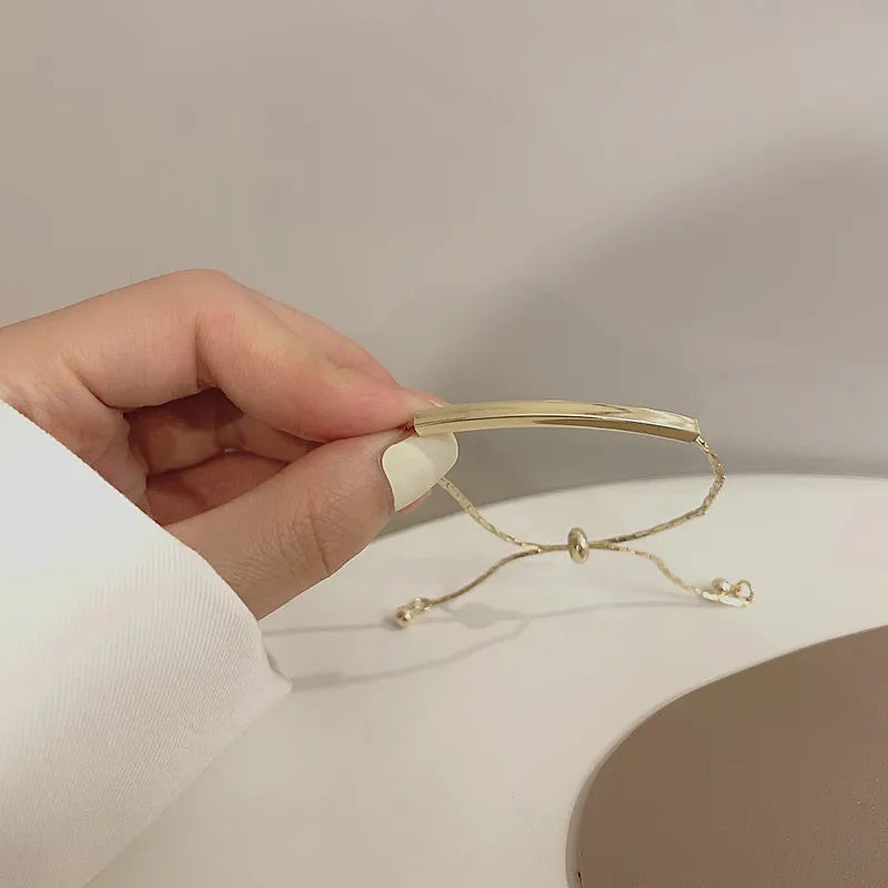 4pc Punk Cuban Curb Chain Bracelets Set for Women, Gold Color Jewelry