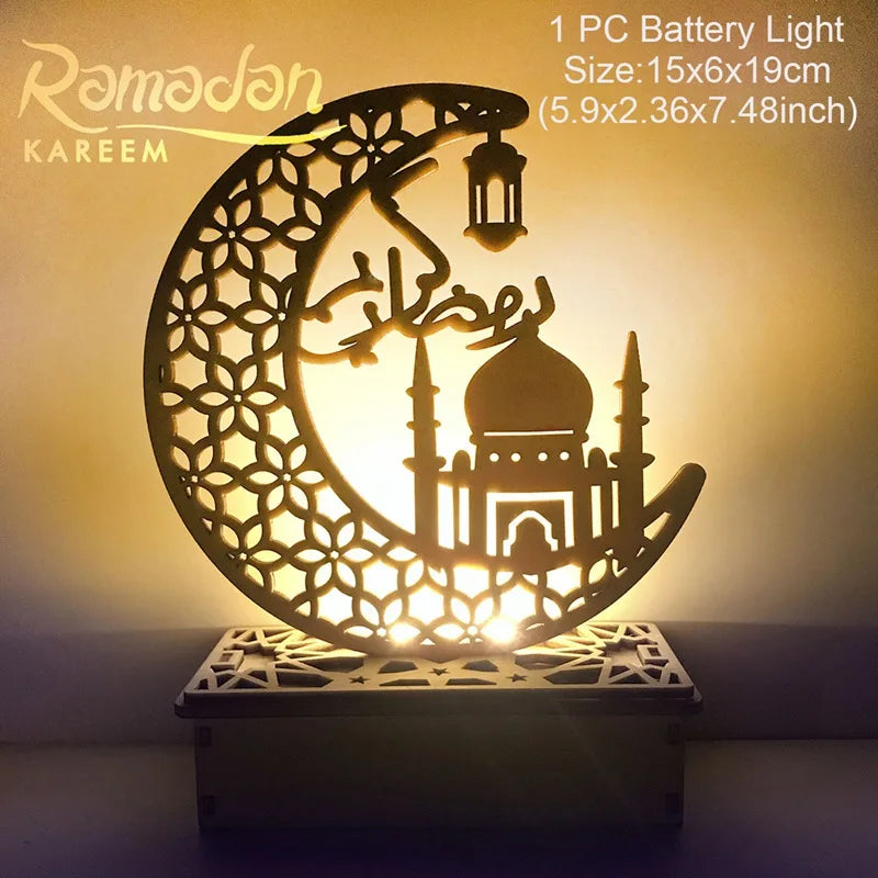 2025 Eid Mubarak LED String Lights Moon Star Castle Lamp Ramadan Kareem Decoration for Muslim Islamic Eid Al-Fitr Party Supplies