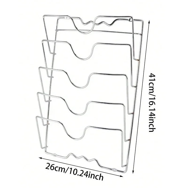 Kitchen Organizer Rack Wall Hanging Pot Cover Rack Five - Layer Pot Lid Metal Rust - Free Multifunctional Rack Pot Lid Storage Rack - Thrifty Delights