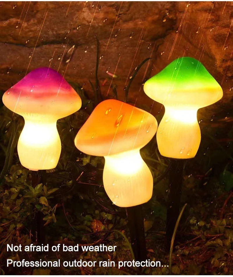 3PCS Solar Powered Mushroom Lights Outdoor Waterproof LED Garden Decor For Wedding Lawn Pathway Landscape Lighting Warm White