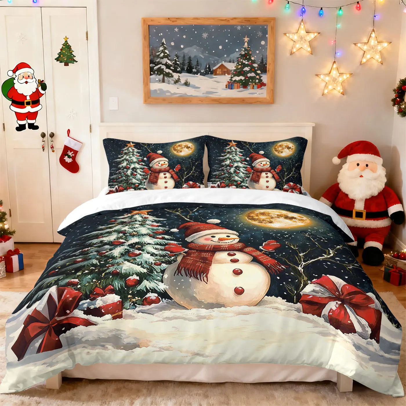 3pcs Christmas snowman reindeer red print coreles