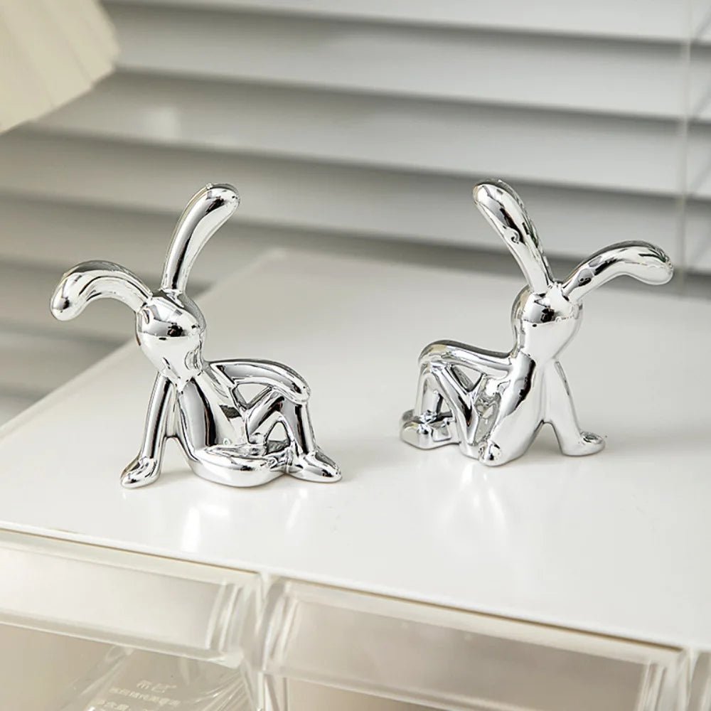 1pc Long Eared Rabbit Center Console Decor Pastable Plating Rabbit 3D DIY Home Furnishings Ornament - Thrifty Delights