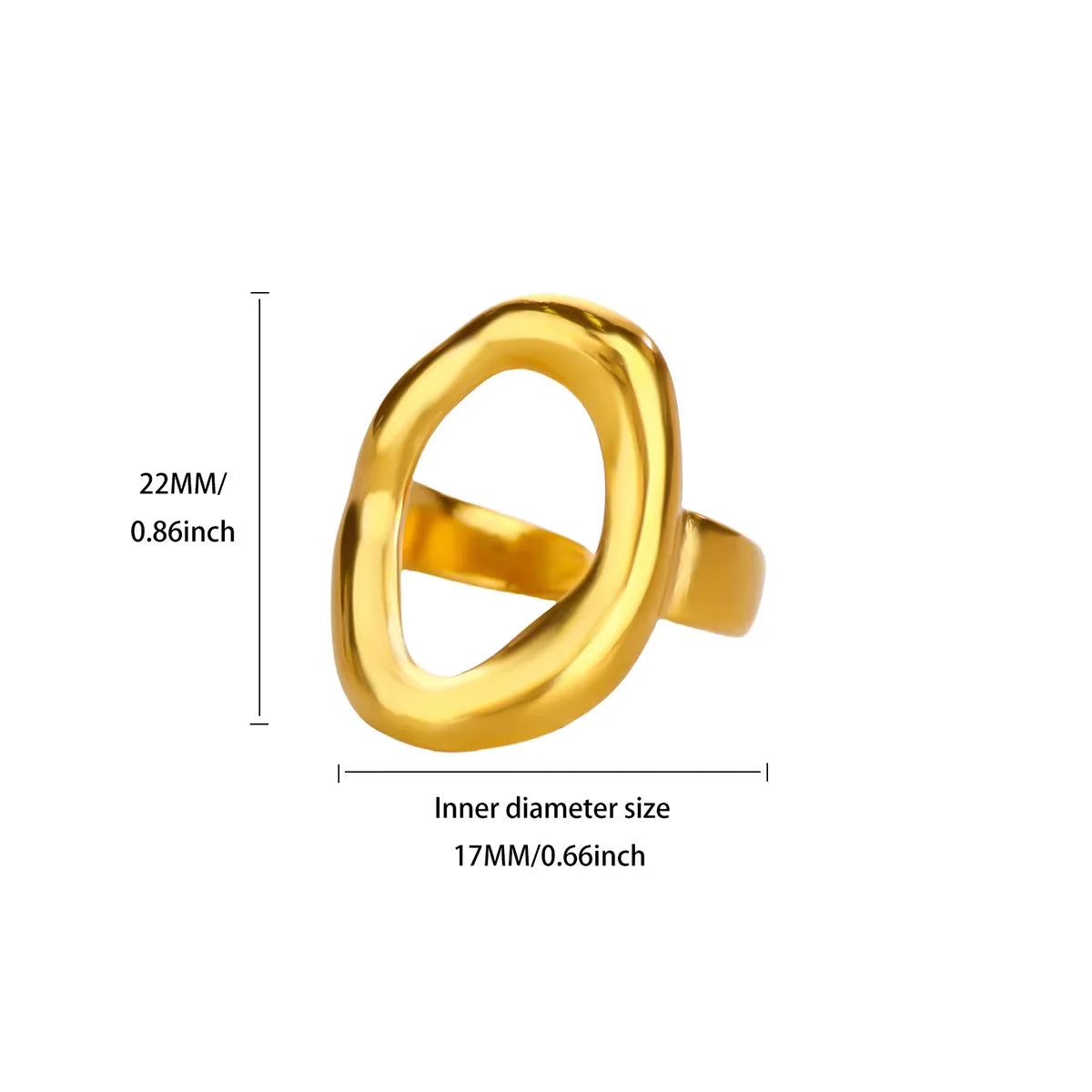 18K Gold Plated Stainless Steel Adjustable Irregular Wave Ring