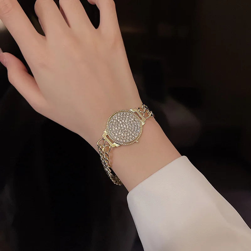 4pc Punk Cuban Curb Chain Bracelets Set for Women, Gold Color Jewelry