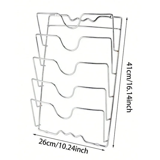 Kitchen Organizer Rack Wall Hanging Pot Cover Rack Five - Layer Pot Lid Metal Rust - Free Multifunctional Rack Pot Lid Storage Rack - Thrifty Delights