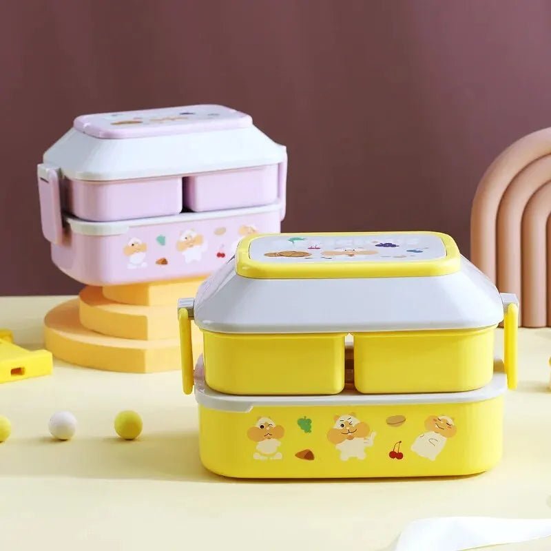 1pc Double Layered Colorful Fruit Lunch Box Large Capacity Portable Bento Box For Child Teenagers And Workers At School Canteen - Thrifty Delights
