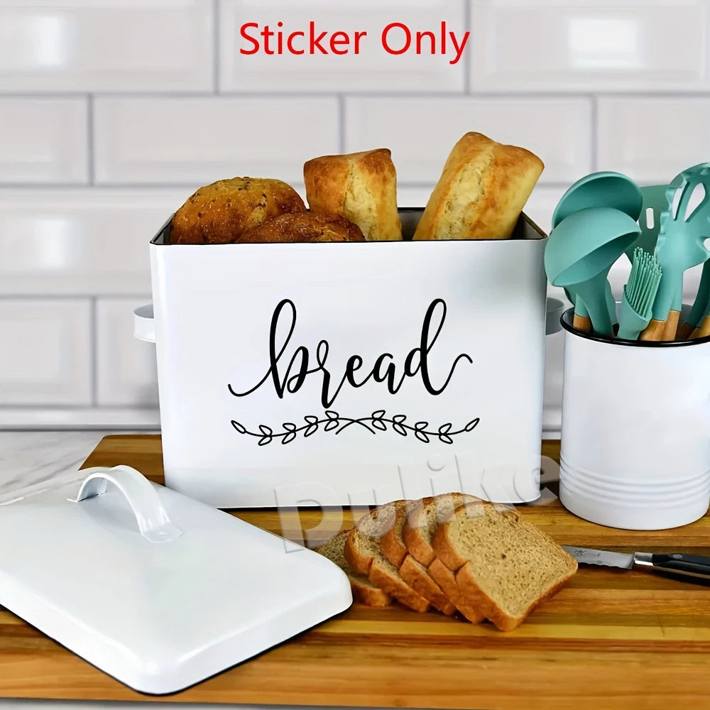 Bread Box Storage Label Vinyl Sticker Bread Box Sign Waterproof Removable Decals Kitchen Decor Farmhouse Style Pantry Decorative