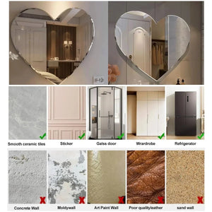 Heart - shaped Irregular Bathroom Acrylic Shatterproof Mirrors, Non Glass Wall Mirror Decor for Bedroom, Living Room, - Thrifty Delights