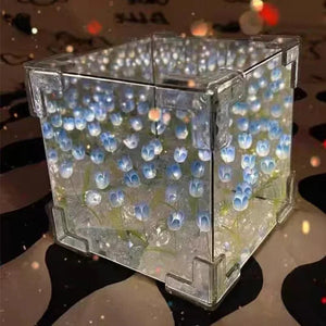DIY Tulip Cube Lamp Simulation Flower Bedroom Sleeping Table Lamp Handmade Craft Tulips Night Light Birthday Gift - Thrifty Delights