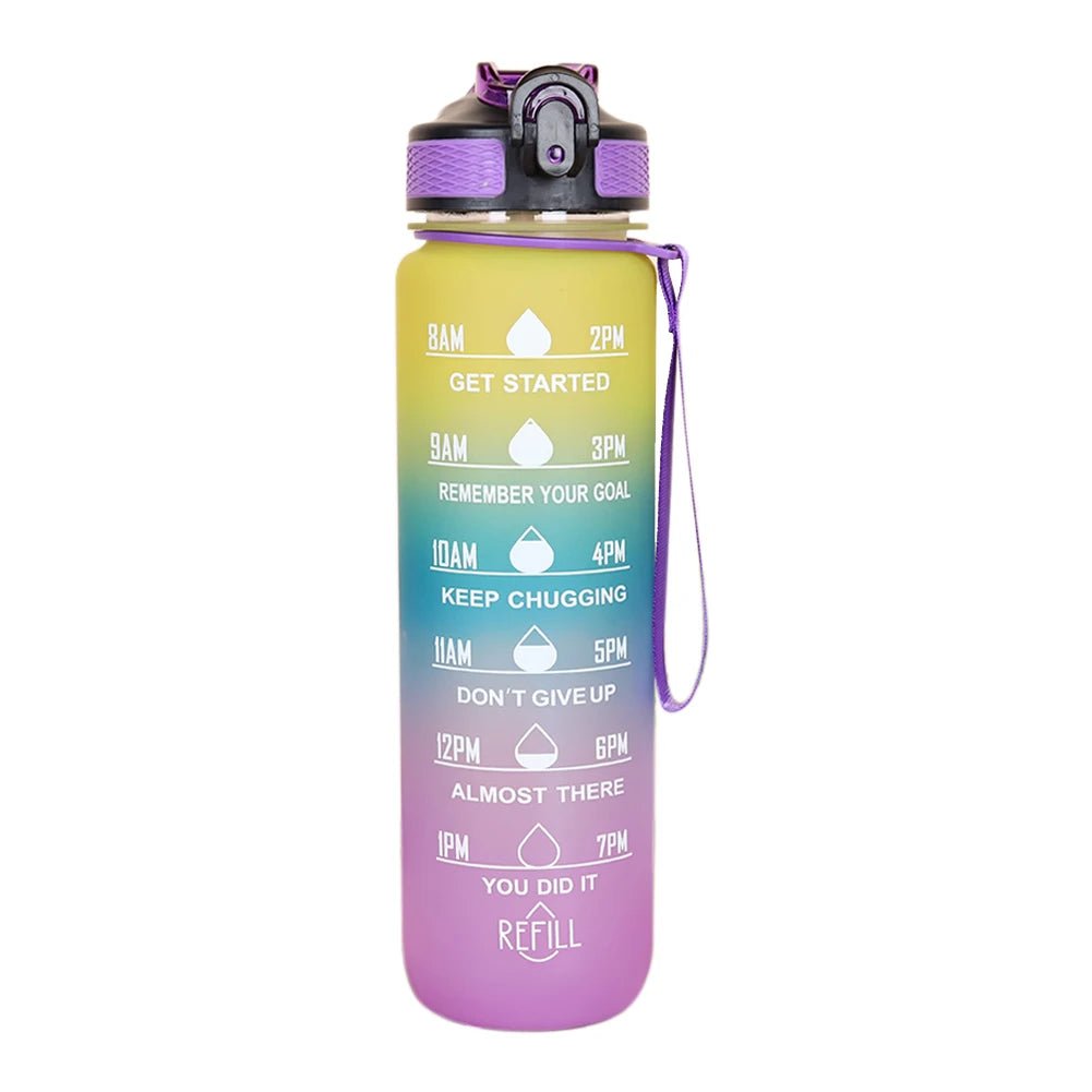 1000ML Drink Bottle Frosted Gradient Cold Water Bottle for Outdoor School Office - Thrifty Delights
