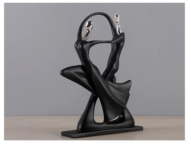 Chic Nordic Dancing Couple Resin Figurine Modern Home Decor