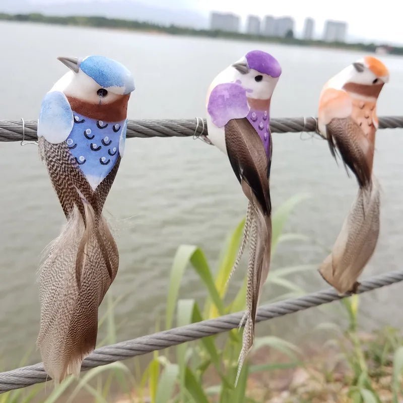 6pcs Cute Artificial Birds Fake Foam Animal Simulation Feather Birds Models Tit DIY Craft Home Garden Ornament Decoration - Thrifty Delights