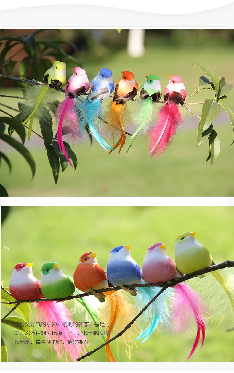 6pcs Cute Artificial Birds Fake Foam Animal Simulation Feather Birds Models Tit DIY Craft Home Garden Ornament Decoration - Thrifty Delights
