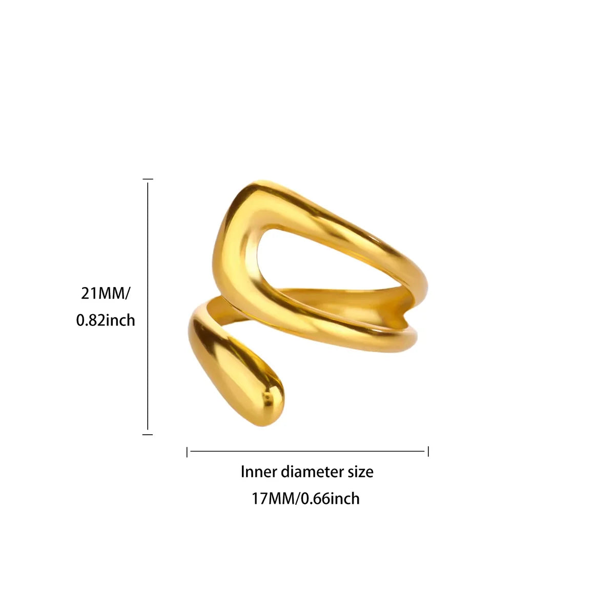 18K Gold Plated Stainless Steel Adjustable Irregular Wave Ring