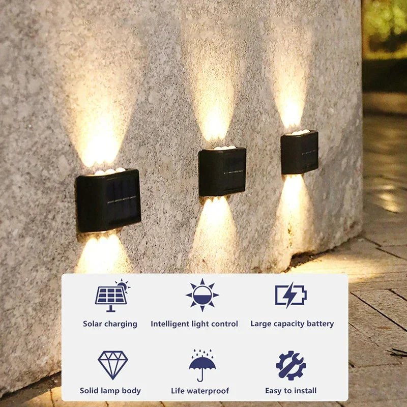 Solar Wall Lamp Outdoor Waterproof Solar Powered Light UP and Down Illuminate Home Garden Yard Decoration Outside Sunlights - Thrifty Delights