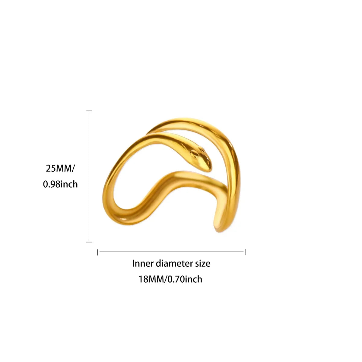 18K Gold Plated Stainless Steel Adjustable Irregular Wave Ring
