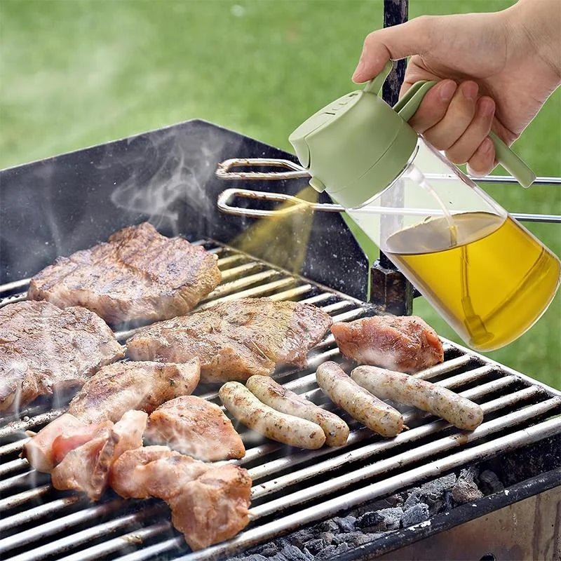 Olive Oil Dispenser,2 in 1 Oil Sprayer for Cooking,470ml Oil Spray Bottle with Pourer, Food - grade Oil Dispenser and Oil Sprayer - Thrifty Delights