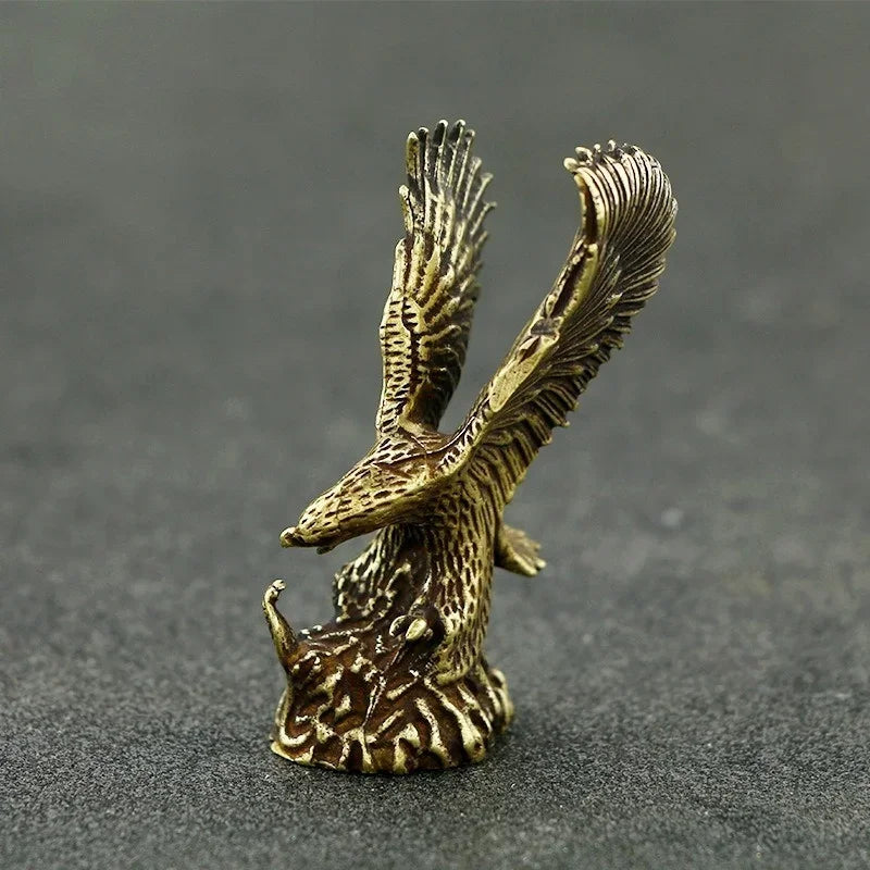Antique Brass Eagle Sculpture Mini Resin Desk Ornament Home Décor