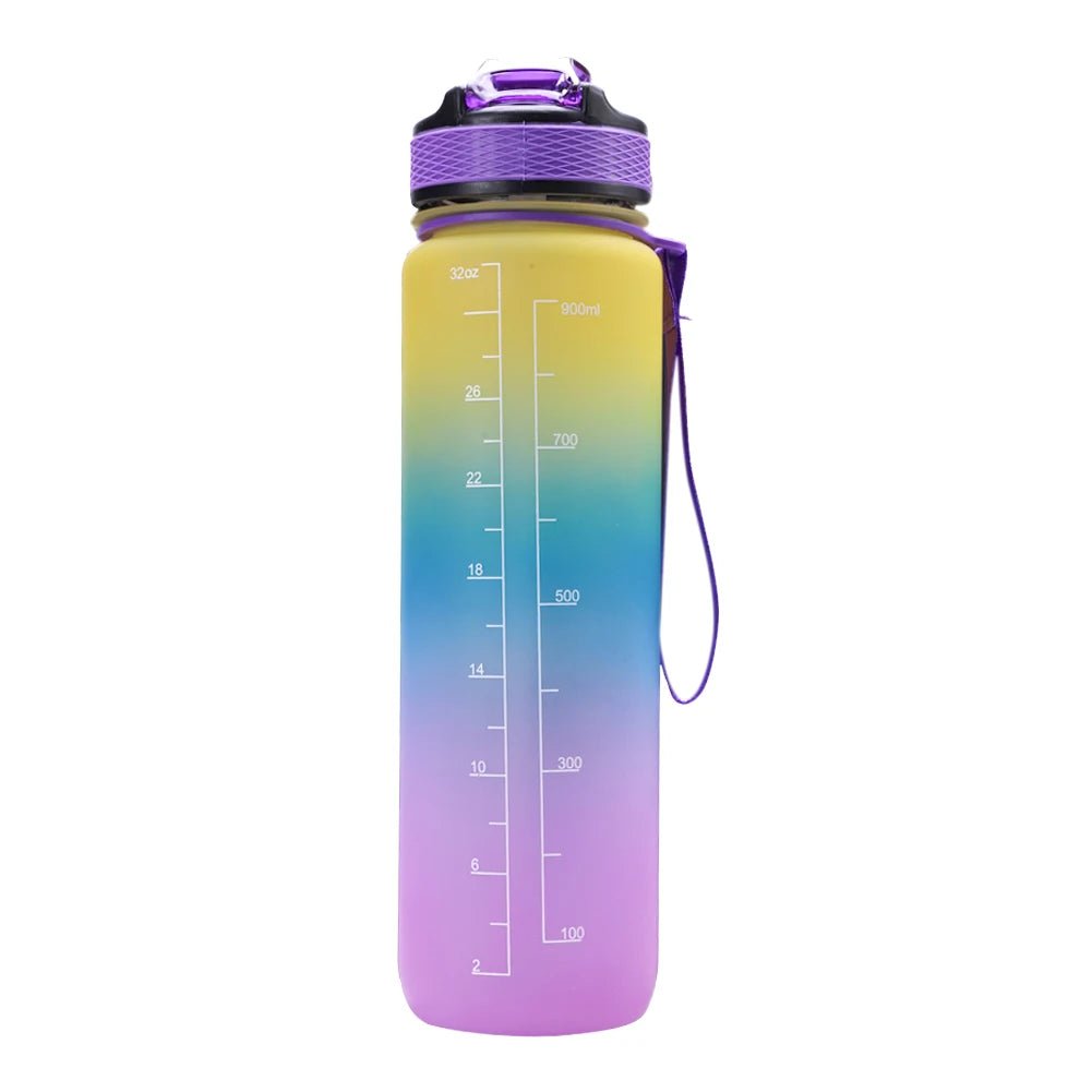 1000ML Drink Bottle Frosted Gradient Cold Water Bottle for Outdoor School Office - Thrifty Delights