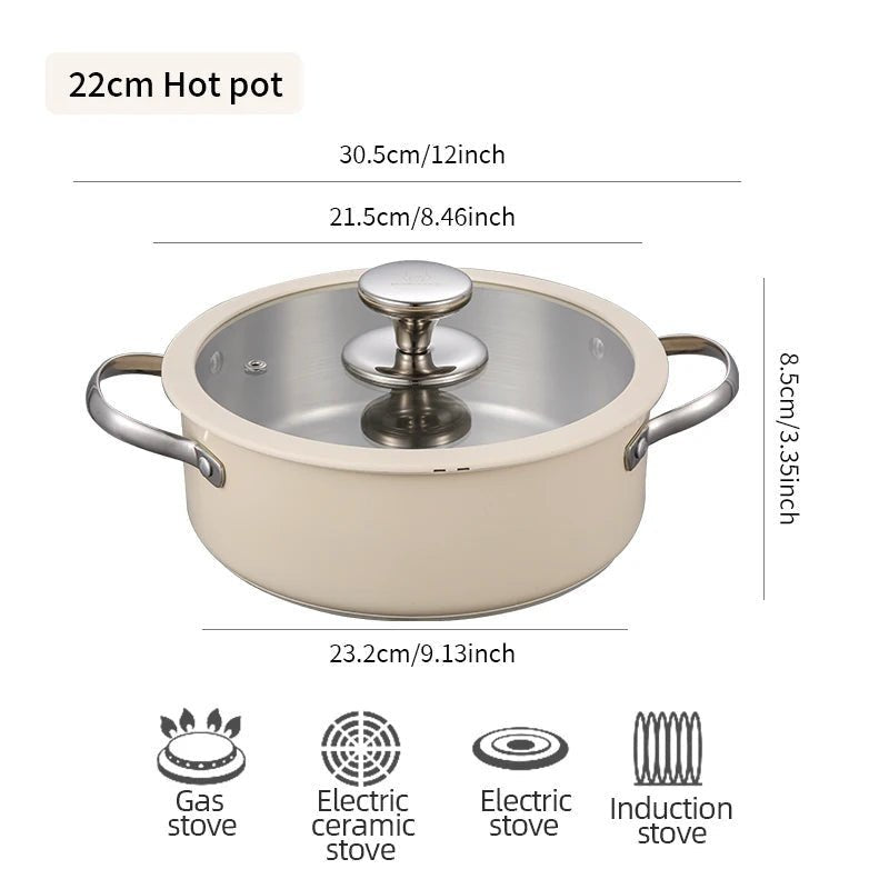 High Quality Colored Kitchen Seafood Milk Soup Sacuce Pot & Pan Non - Toxic Stainless Steel Cook Pot Set with Glass Lid 4 PCS SET( - Thrifty Delights