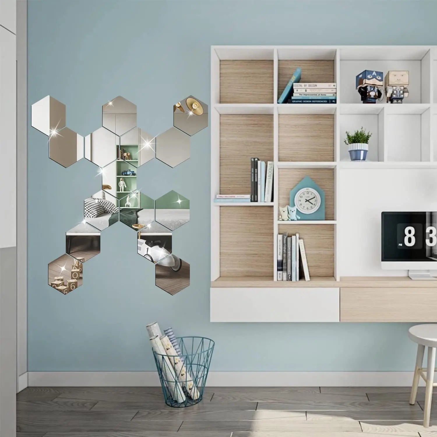 Hexagon 3D Mirror Wall Sticker Multiple Sizes DIY TV Background Living Room Stickers Wall Decor Bedroom Bathroom Home Decoration - Thrifty Delights