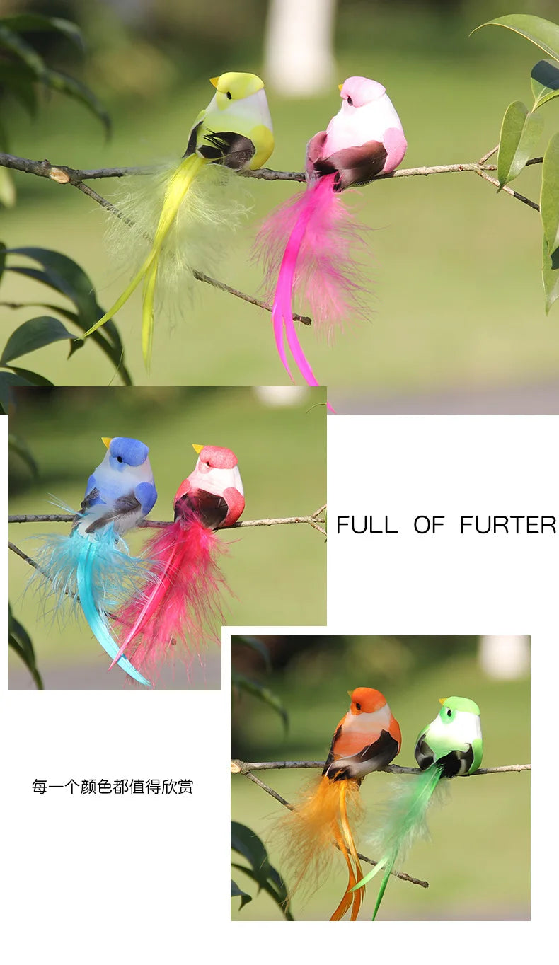 6pcs Cute Artificial Birds Fake Foam Animal Simulation Feather Birds Models Tit DIY Craft Home Garden Ornament Decoration - Thrifty Delights