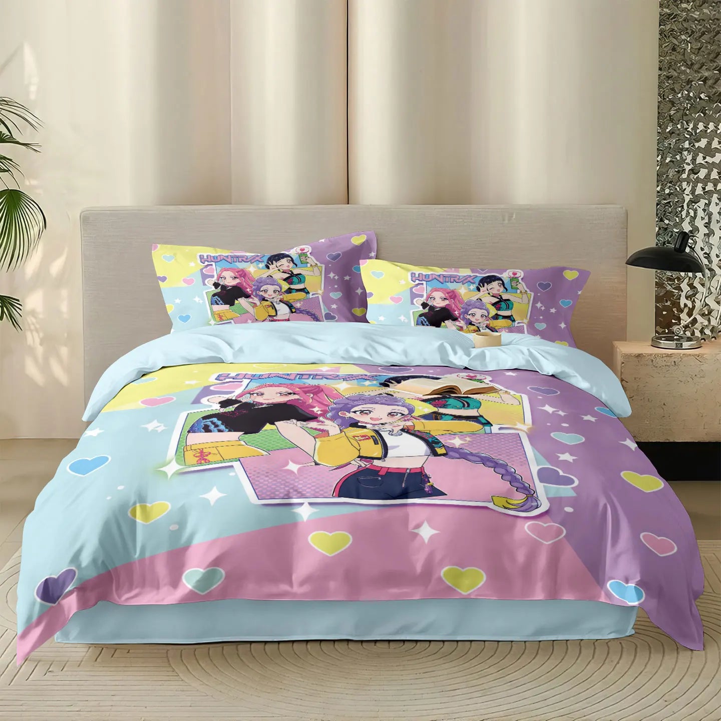 K-Pop Demon Hunters 3-Piece Print Bedding Set – Soft, Stylish & Machine-Washable