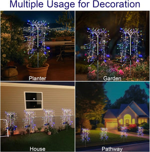 Solar LED String Light Outdoor Solar Artificial Tree Lights Waterproof Willow Trees Lights For Patio Lawn Pathway Garden Decor - Thrifty Delights