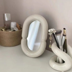 Full Body Mirror Irregular Oval Tabletop Interior Mirrors Decorative Standing Mirror Room Decor Female - Thrifty Delights