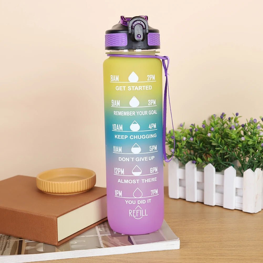 1000ML Drink Bottle Frosted Gradient Cold Water Bottle for Outdoor School Office - Thrifty Delights