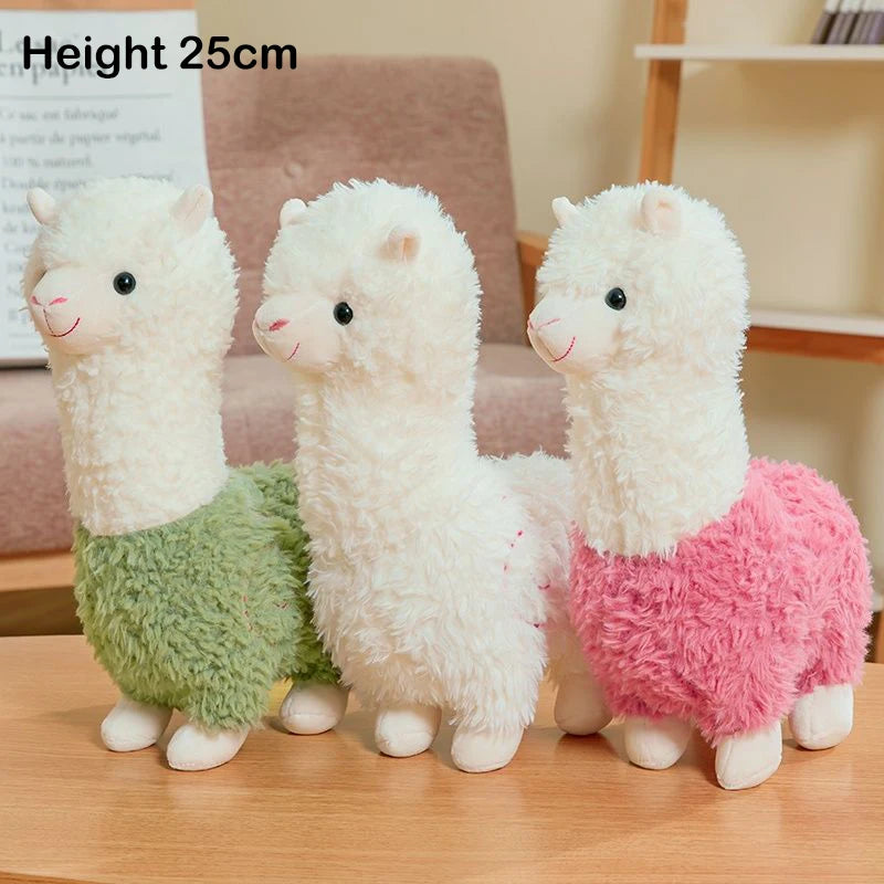 1Pcs Unisex Fine Craftsmanship 25cm New Alpaca Plush Statue 3 Colors Cute Animal Doll Soft Cotton Stuffed Doll Home Office Decor
