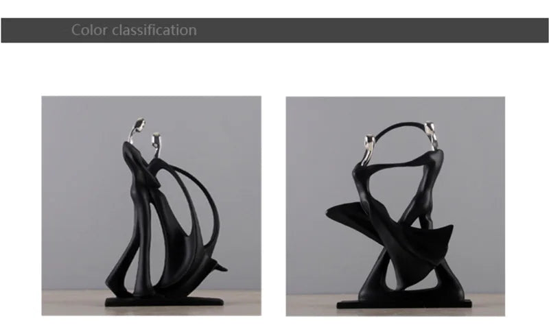 Chic Nordic Dancing Couple Resin Figurine Modern Home Decor