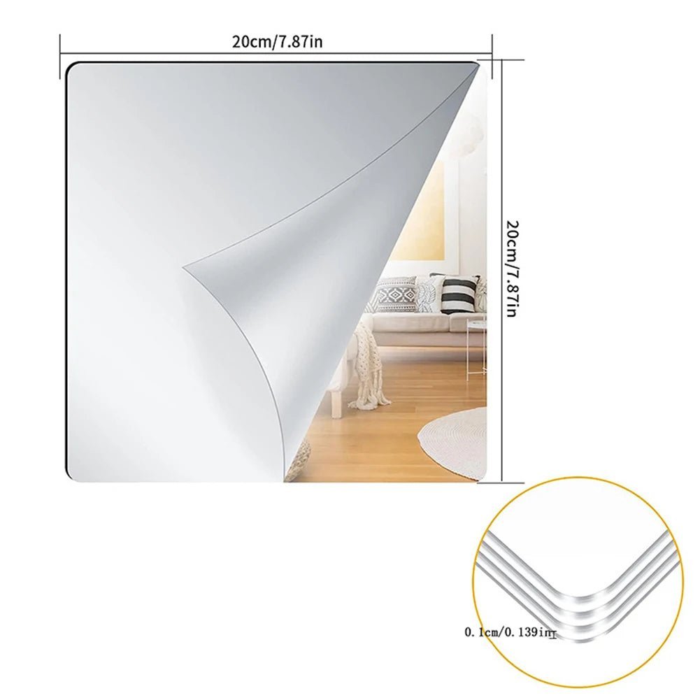 Acrylic Flexible Mirror Sheets Decorative Mirror Tiles Acrylic Mirror Toilet Mirror Splicing Full Body Mirror Spliceable 20X20 - Thrifty Delights