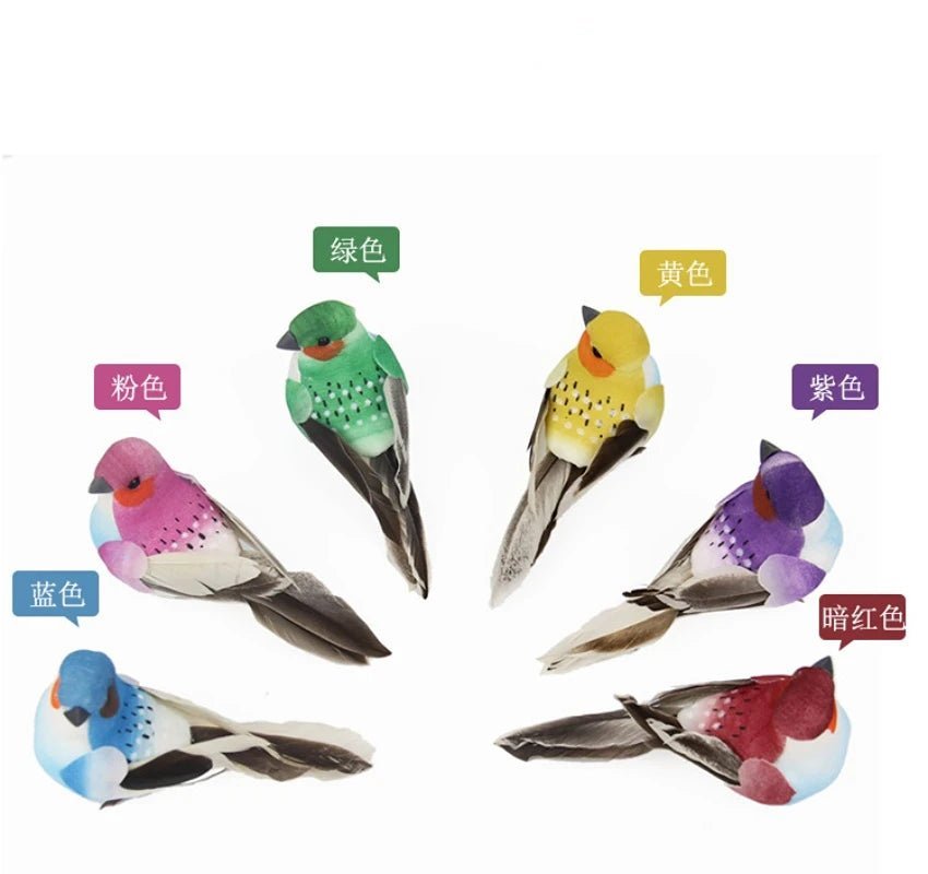 6pcs Cute Artificial Birds Fake Foam Animal Simulation Feather Birds Models Tit DIY Craft Home Garden Ornament Decoration - Thrifty Delights
