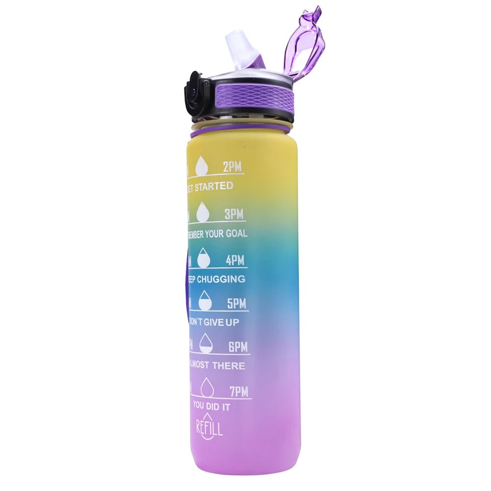 1000ML Drink Bottle Frosted Gradient Cold Water Bottle for Outdoor School Office - Thrifty Delights
