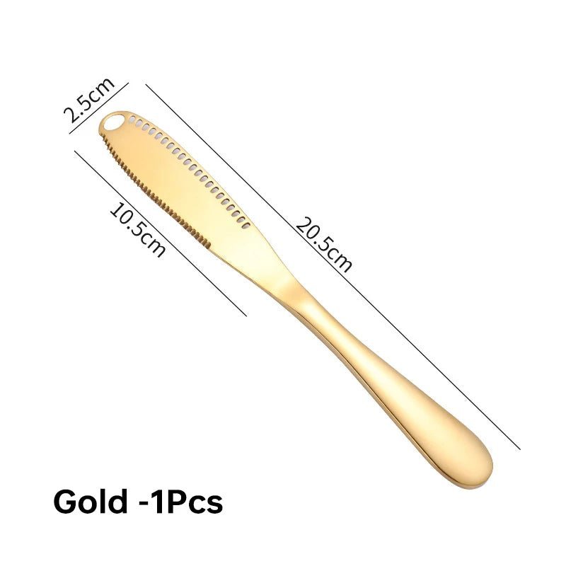 2024 New 3 in 1 Stainless Steel Butter Knife Cheese Dessert Jam Spreaders Cream Scraper Bread Splitter Butter Spreader - Thrifty Delights