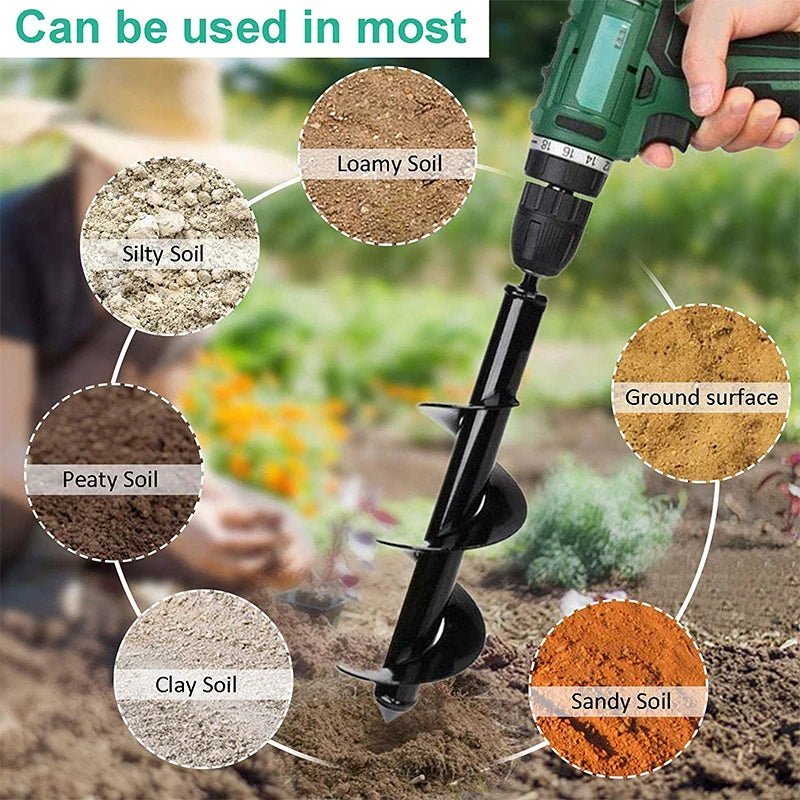 9 Size Garden Auger Drill Bit Tool Ground Drill Earth Drill Spiral Hole Digger Seed Gardening Fence Yard - Thrifty Delights