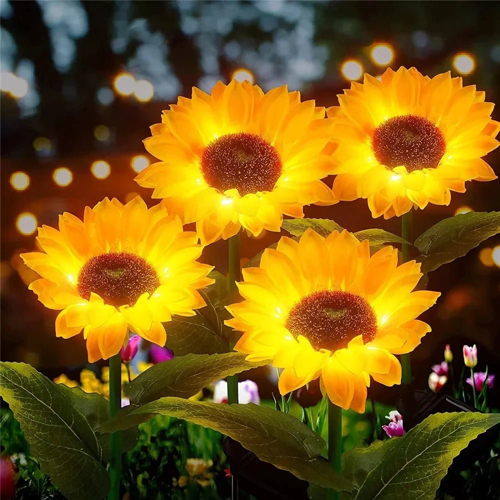 Solar Lights Outdoor Garden Decor Sunflower Ligts Waterproof Solar Outdoor Lamp Decorative Lights for Path Garden Patio Backyard - Thrifty Delights