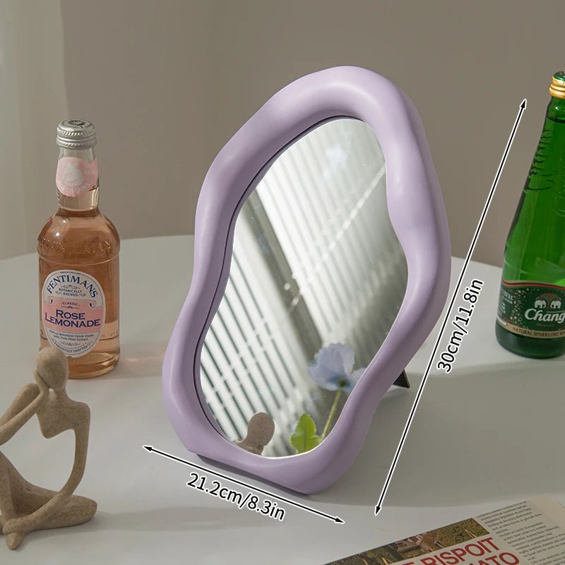 Full Body Mirror Irregular Oval Tabletop Interior Mirrors Decorative Standing Mirror Room Decor Female - Thrifty Delights