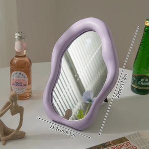 Full Body Mirror Irregular Oval Tabletop Interior Mirrors Decorative Standing Mirror Room Decor Female - Thrifty Delights